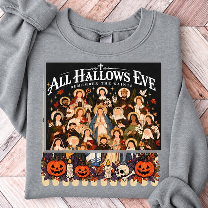 Remember the Saints Gothic All Hallows Eve Sweatshirt - Sport Grey