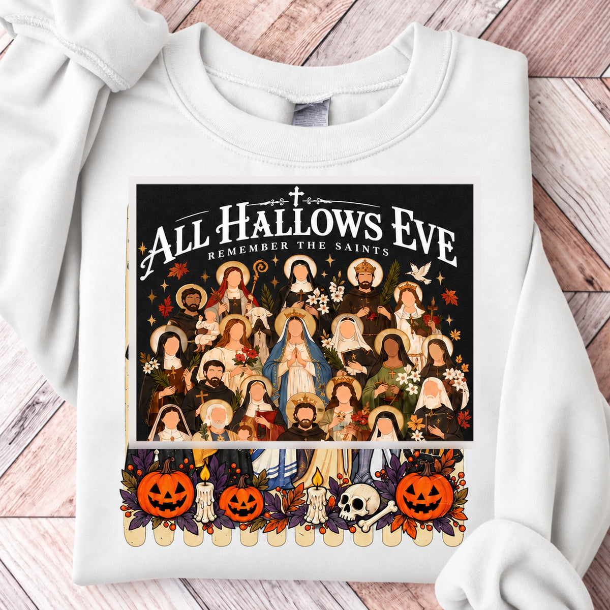 Remember the Saints Gothic All Hallows Eve Sweatshirt - White