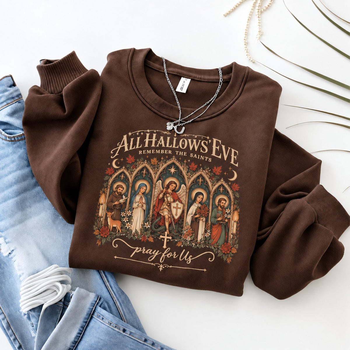 Remember the Saints Gothic All Hallows Eve Sweatshirt - Dark Chocolate
