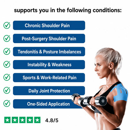 Shoulder conditions supported by pre-cut kinesiology tape