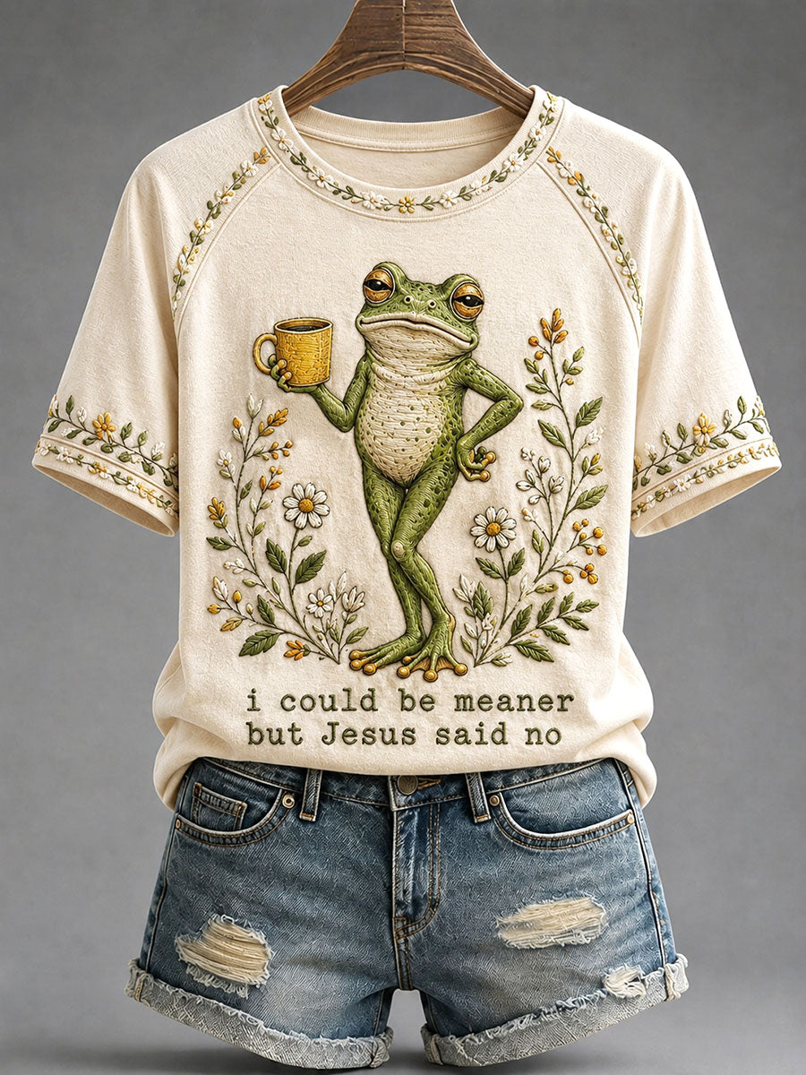 Funny faith frog coffee t-shirt Apricot Jesus said no