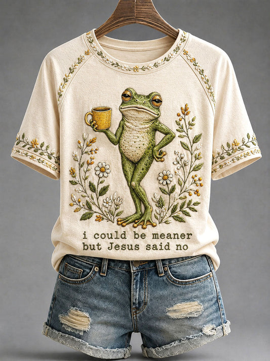 Funny faith frog coffee t-shirt Apricot Jesus said no