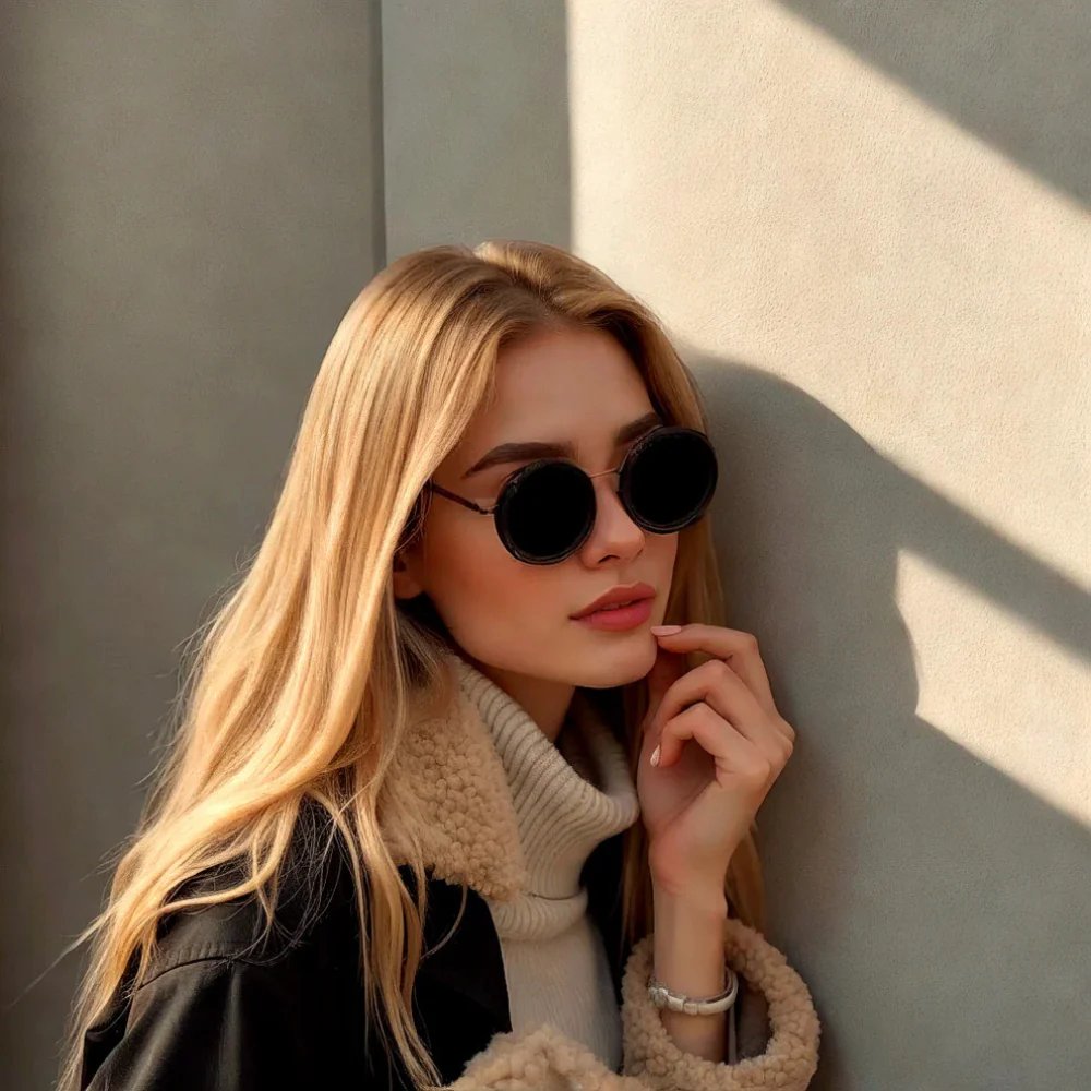FlexVision round sunglasses worn
