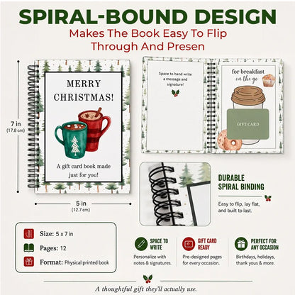 Christmas Gift Card Book spiral binding and 5 x 7 in size