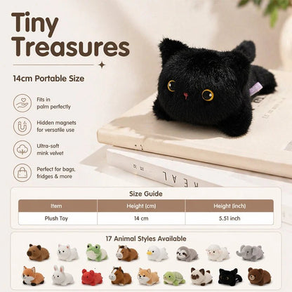 17 plush animal fridge magnet designs with 14cm size chart