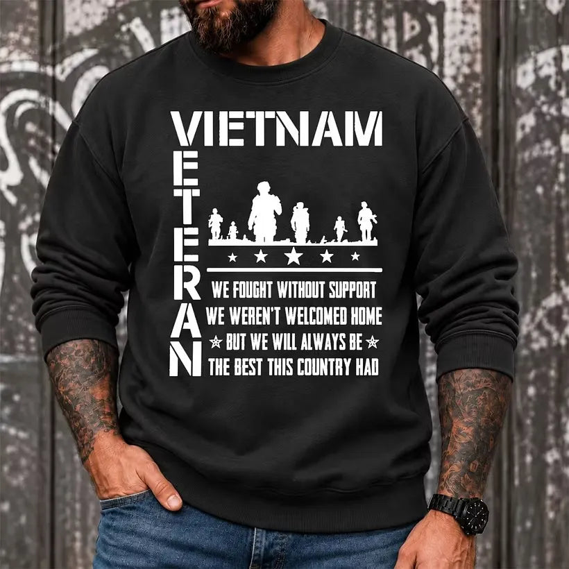 Vietnam Veteran crewneck sweatshirt in black with soldier graphic