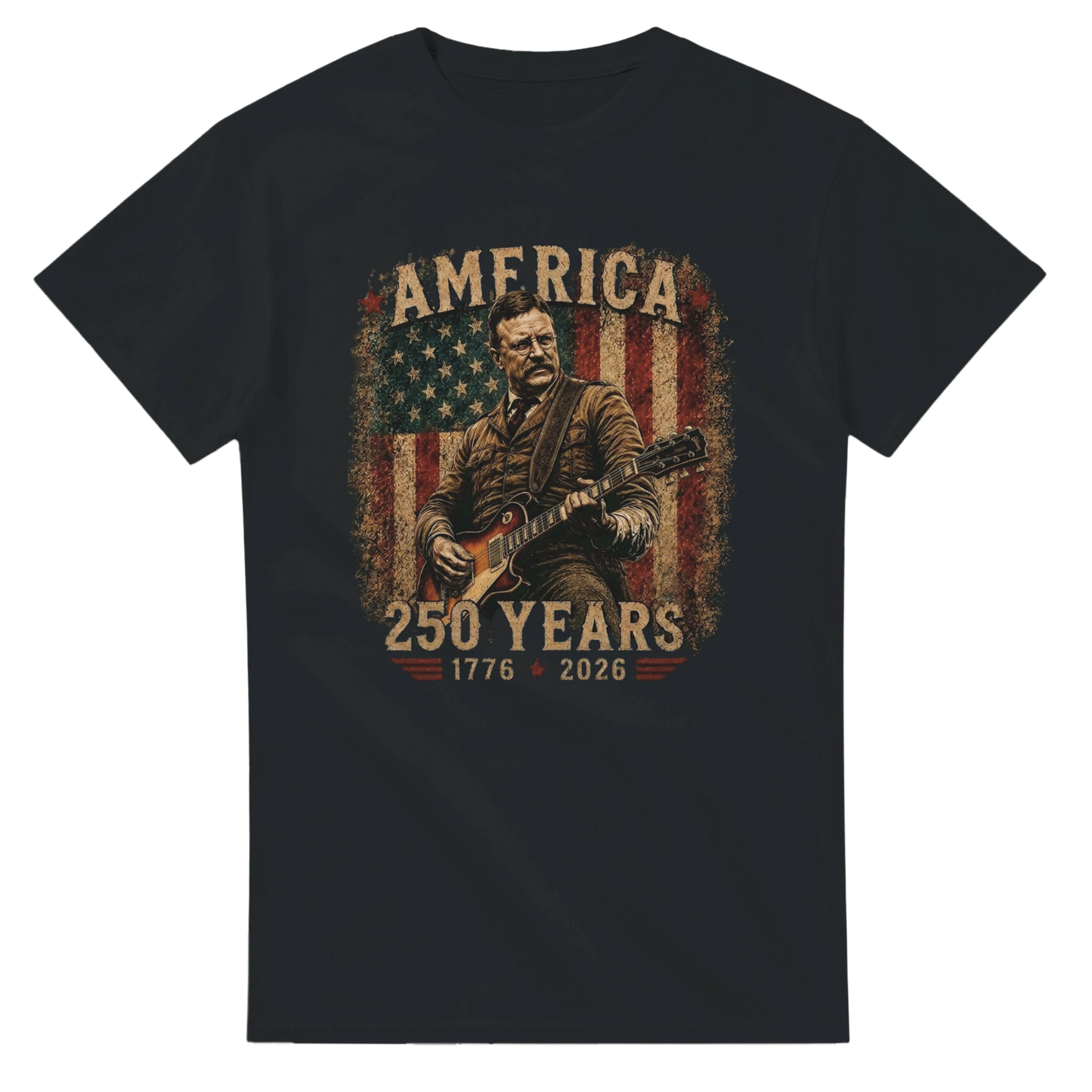 Teddy Roosevelt America 250 patriotic rock t-shirt black