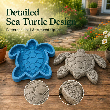 Sea turtle stepping stone mold detail with fin texture close-up