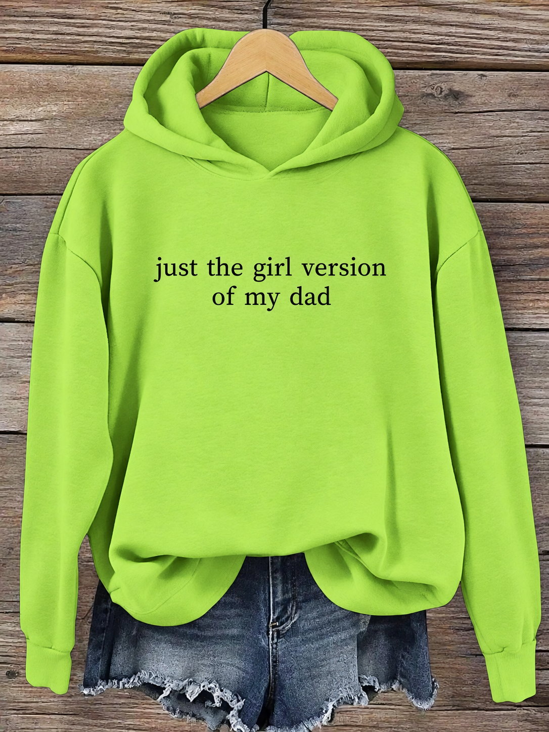 Light Green dad-daughter slogan graphic hoodie with chest lettering