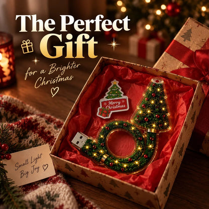 USB Christmas tree projector packed in a gift box