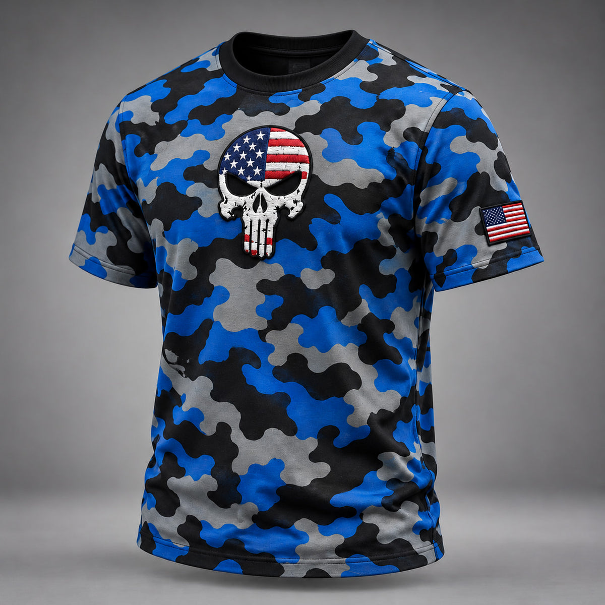 Men’s American Flag Skull Camo T-Shirt