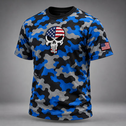 Men’s American Flag Skull Camo T-Shirt