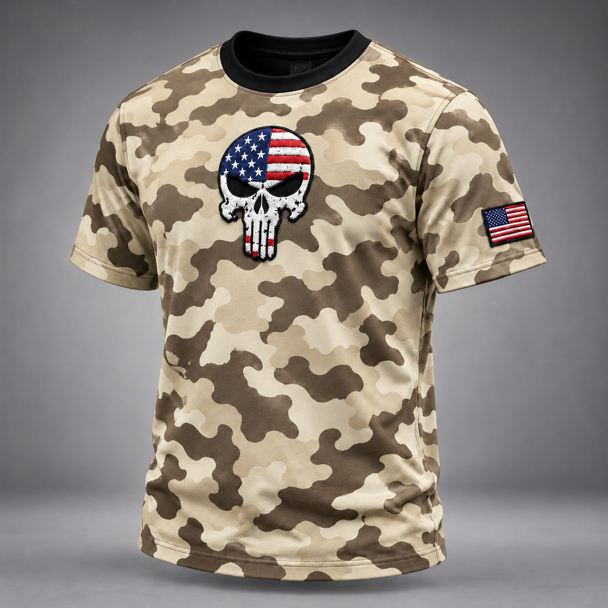 Men’s American Flag Skull Camo T-Shirt