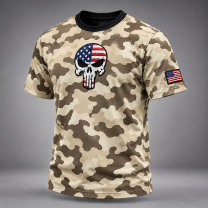 Men’s American Flag Skull Camo T-Shirt