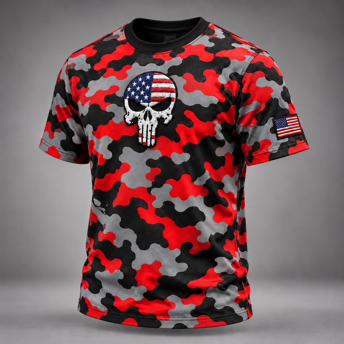 Men’s American Flag Skull Camo T-Shirt