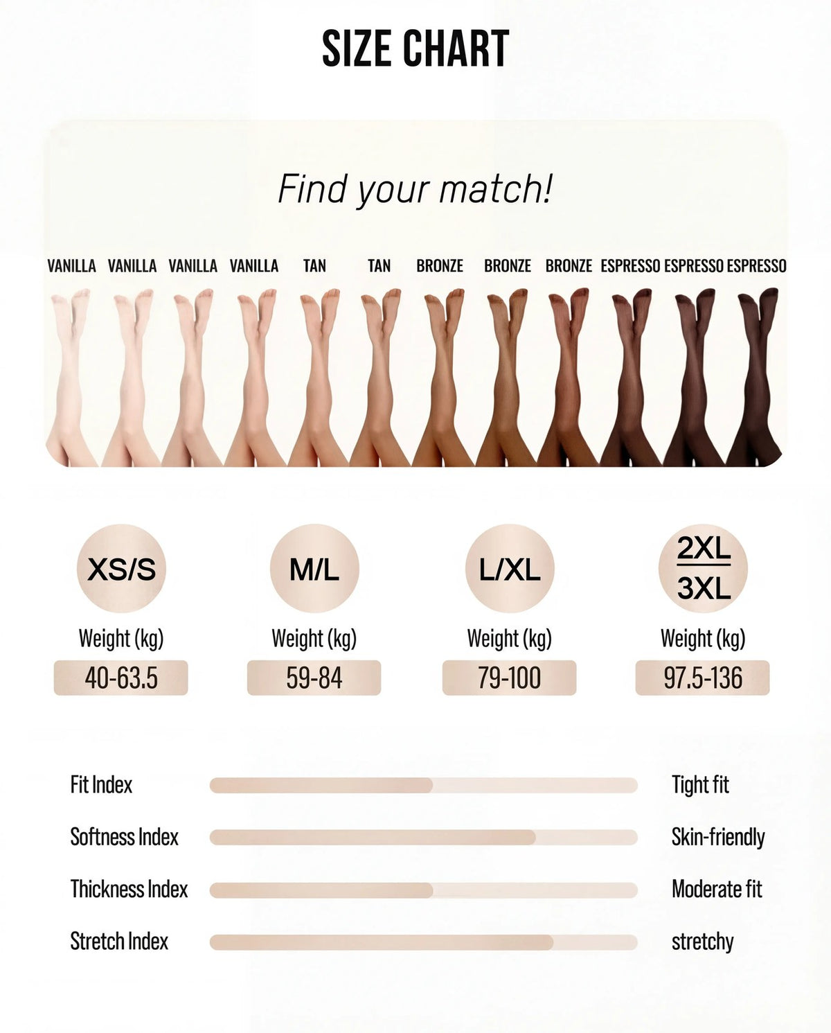 Fleece-Lined Thermal Sculpting Leggings size chart