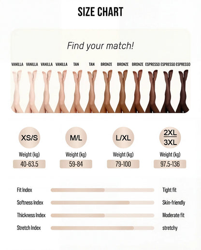 Fleece-Lined Thermal Sculpting Leggings size chart