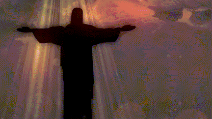 Christ the Redeemer silhouette with sunrise light representing faith and hope