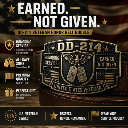 DD-214 Veteran Honor Belt Buckle Earned Not Given feature poster