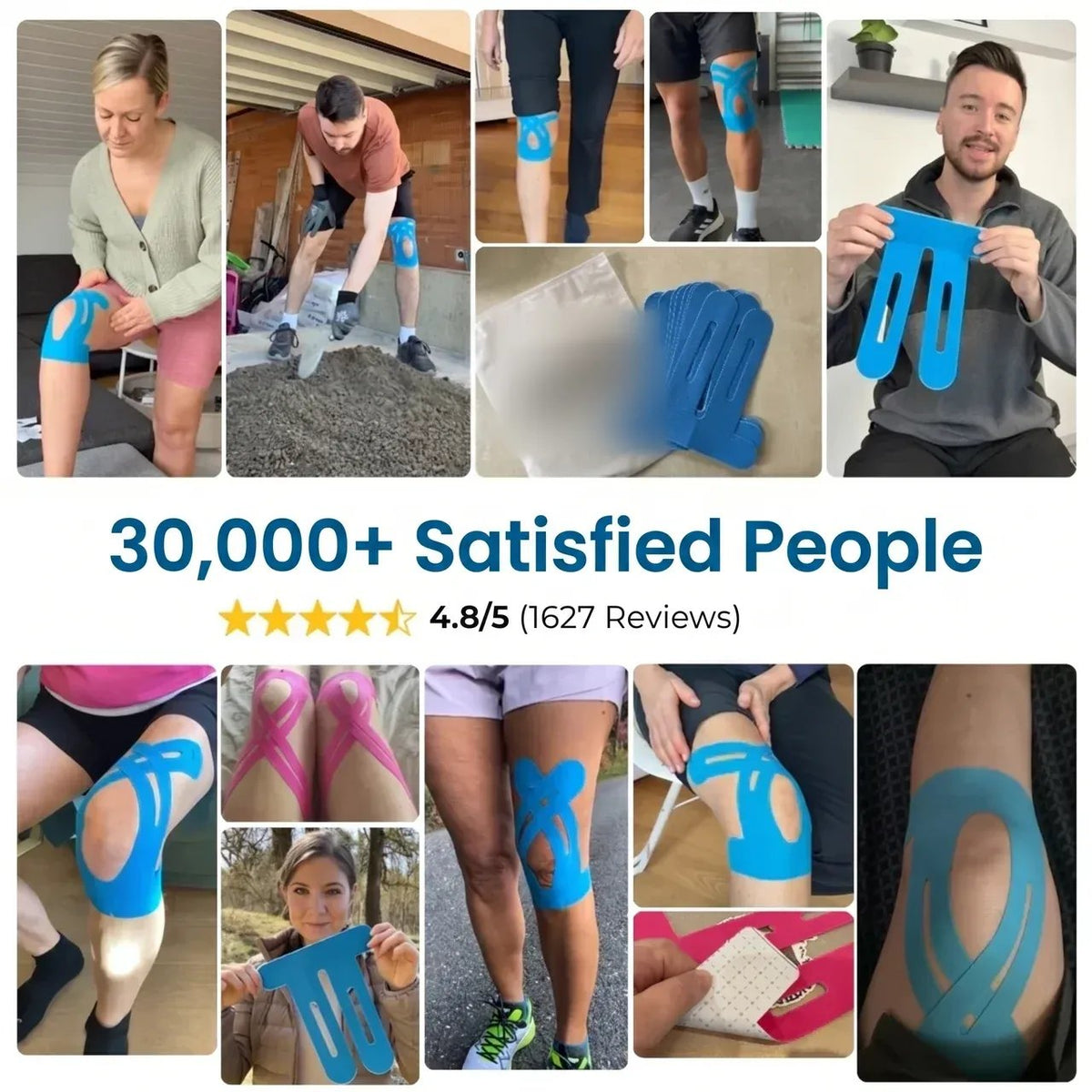 Over 30,000 satisfied customers using pre-cut knee kinesiology tape