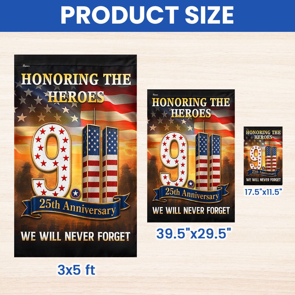 911 Patriot Day flag three sizes comparison Garden House and 3x5 ft