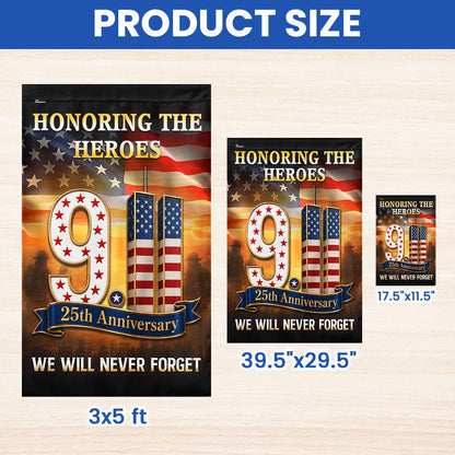 911 Patriot Day flag three sizes comparison Garden House and 3x5 ft