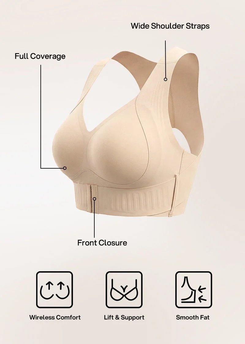 Full-coverage wireless bra construction