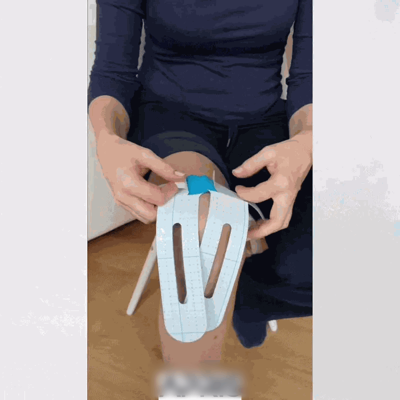 Peel-and-apply demo of pre-cut knee tape in under 30 seconds