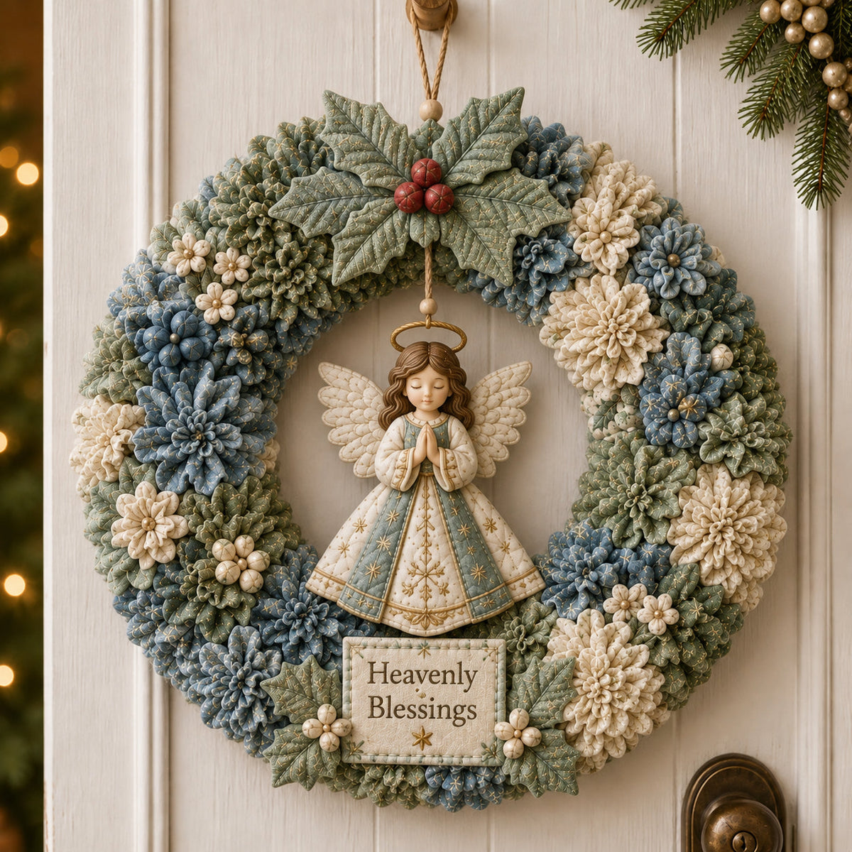 Heavenly Blessings Angel 3D fabric poke wreath Faith Collection DIY kit