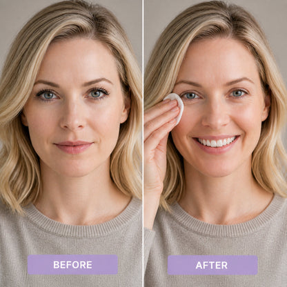 Before and after a complete eye makeup look