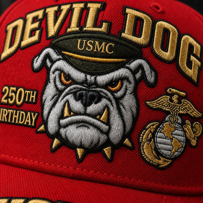 Devil Dog USMC 250th Birthday Cap - Semper Fidelis Embroidered Hat