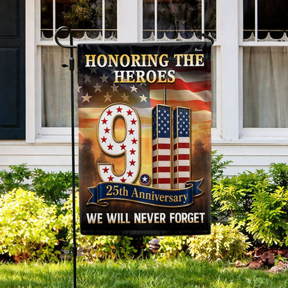 911 Patriot Day flag artwork close-up with printing detail circle
