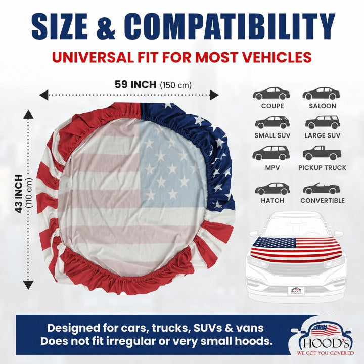 American flag hood cover size compatibility all vehicles