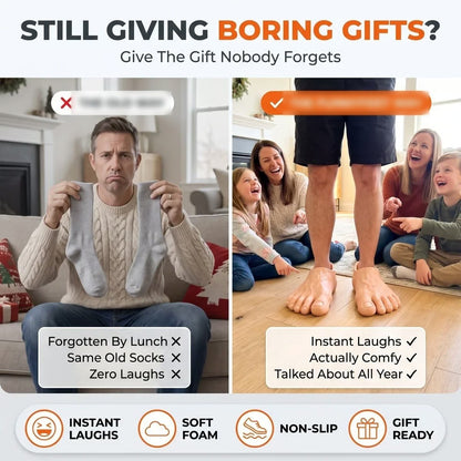 Barefoot prank slippers as a funny alternative to gifting socks