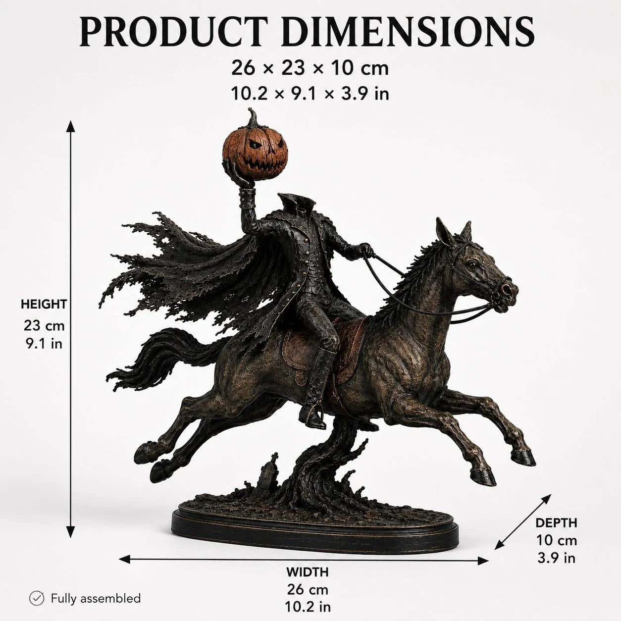 Product dimensions 26 x 23 x 10 cm Headless Horseman statue size chart