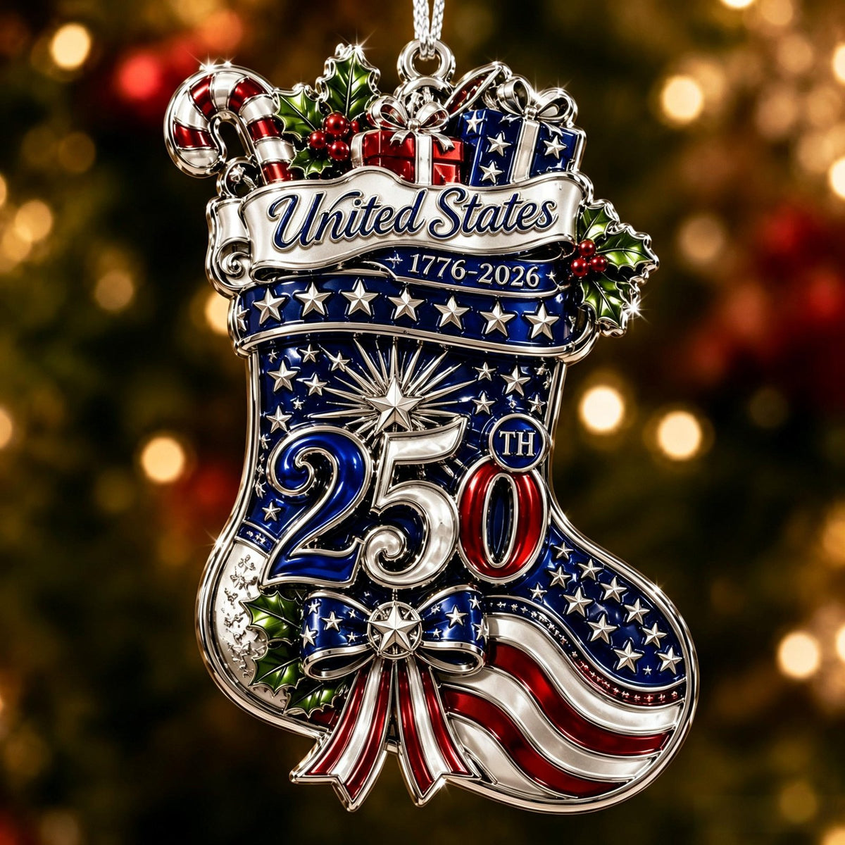 USA 250th anniversary Christmas Stockings patriotic Christmas ornament