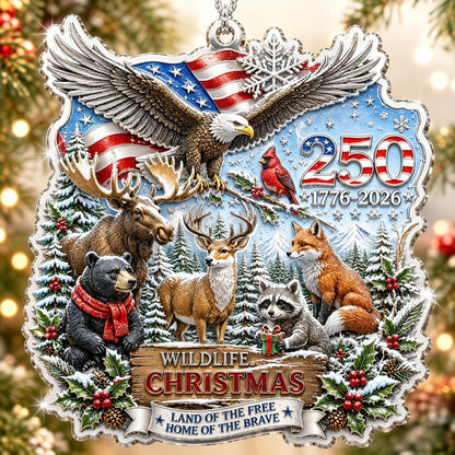 USA 250th anniversary Wildlife Christmas patriotic Christmas ornament