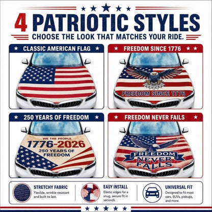 American flag hood cover 4 patriotic styles overview