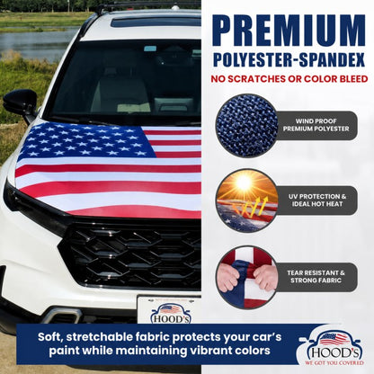 American flag hood cover premium polyester spandex material