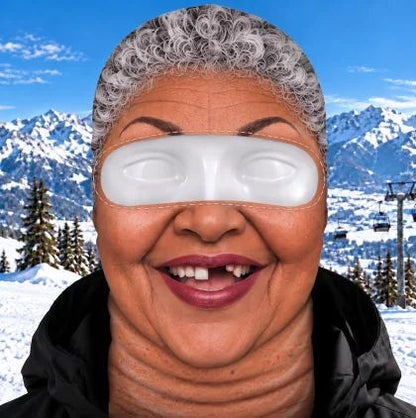 Gray Curls funny face ski mask