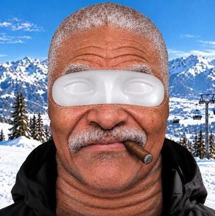 Gray Mustache funny face ski mask