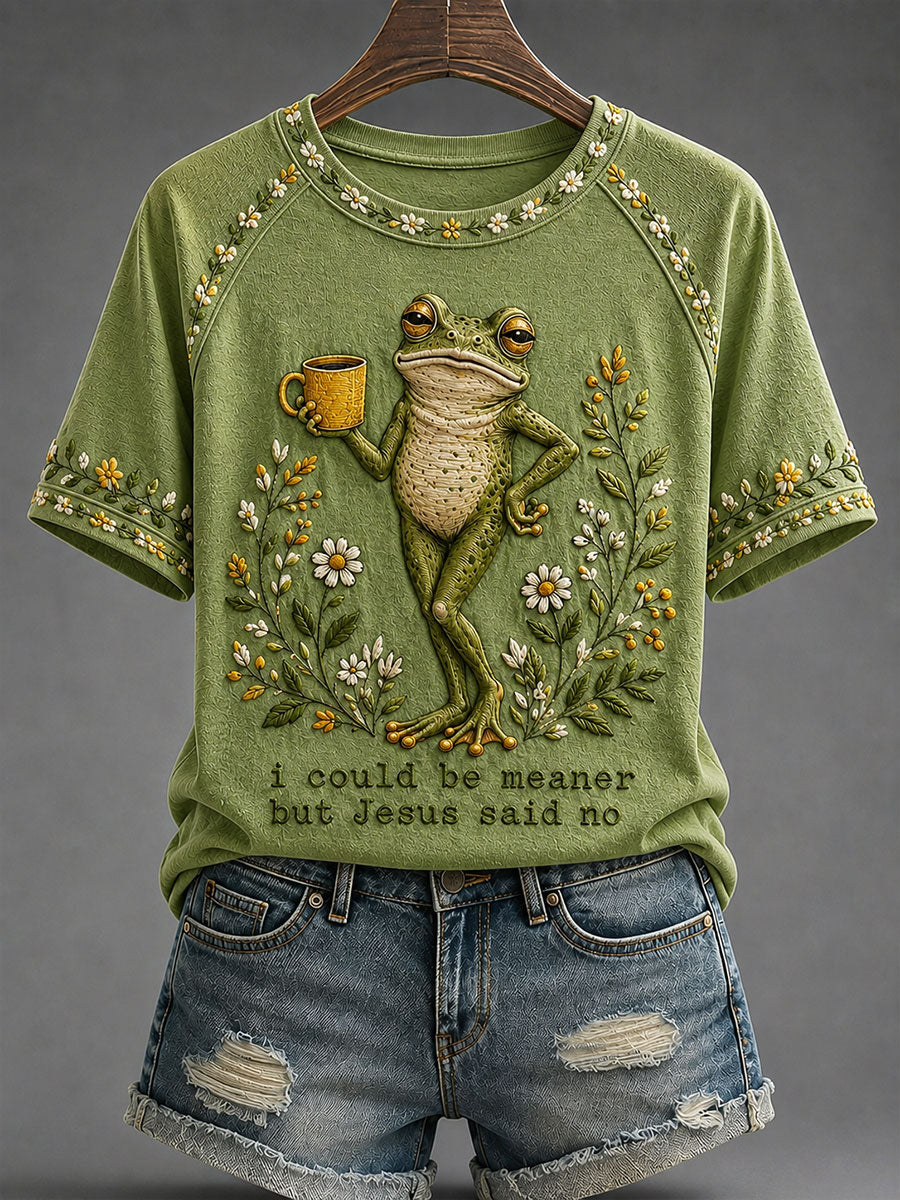 Christian humor frog wildflower t-shirt Green