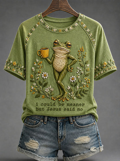 Christian humor frog wildflower t-shirt Green