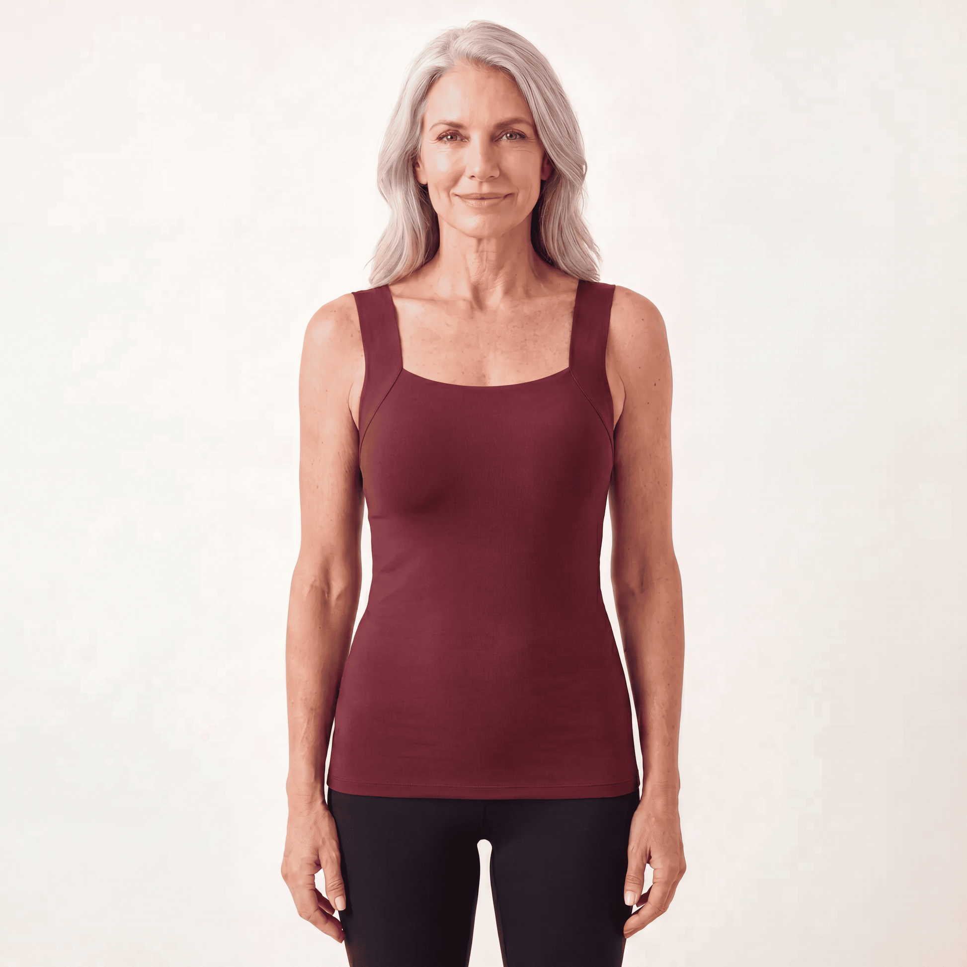 Sculpt tank built-in bra shapewear Wine Red