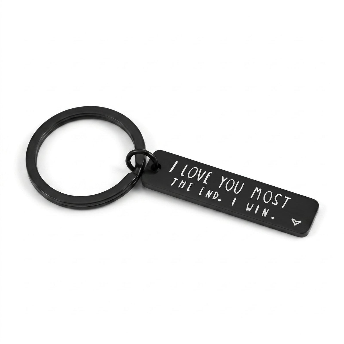 Black I Love You MOST engraved stainless steel keychain