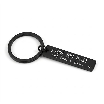 Black I Love You MOST engraved stainless steel keychain