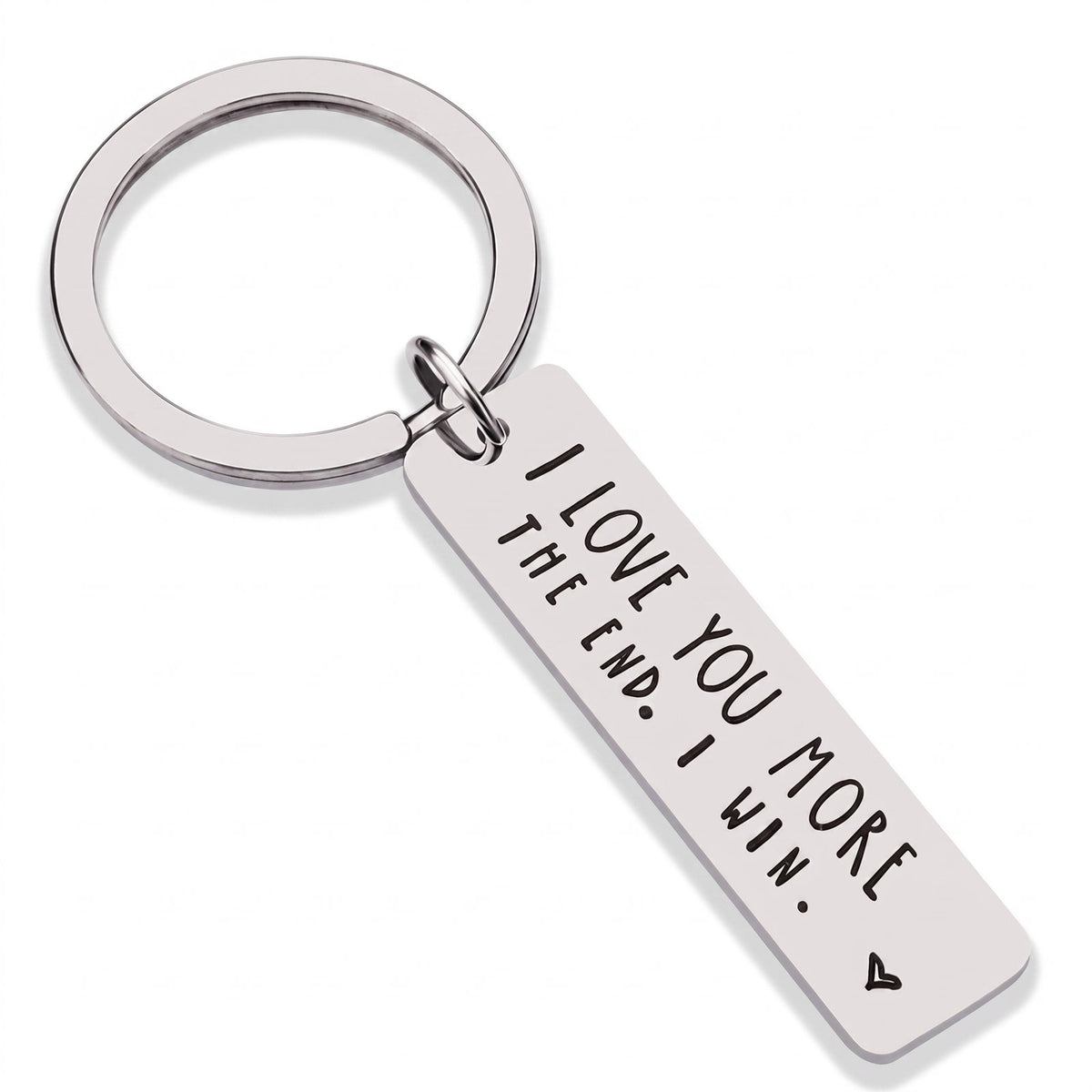 Silver I Love You MORE engraved stainless steel keychain