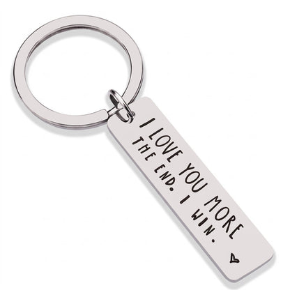 Silver I Love You MORE engraved stainless steel keychain