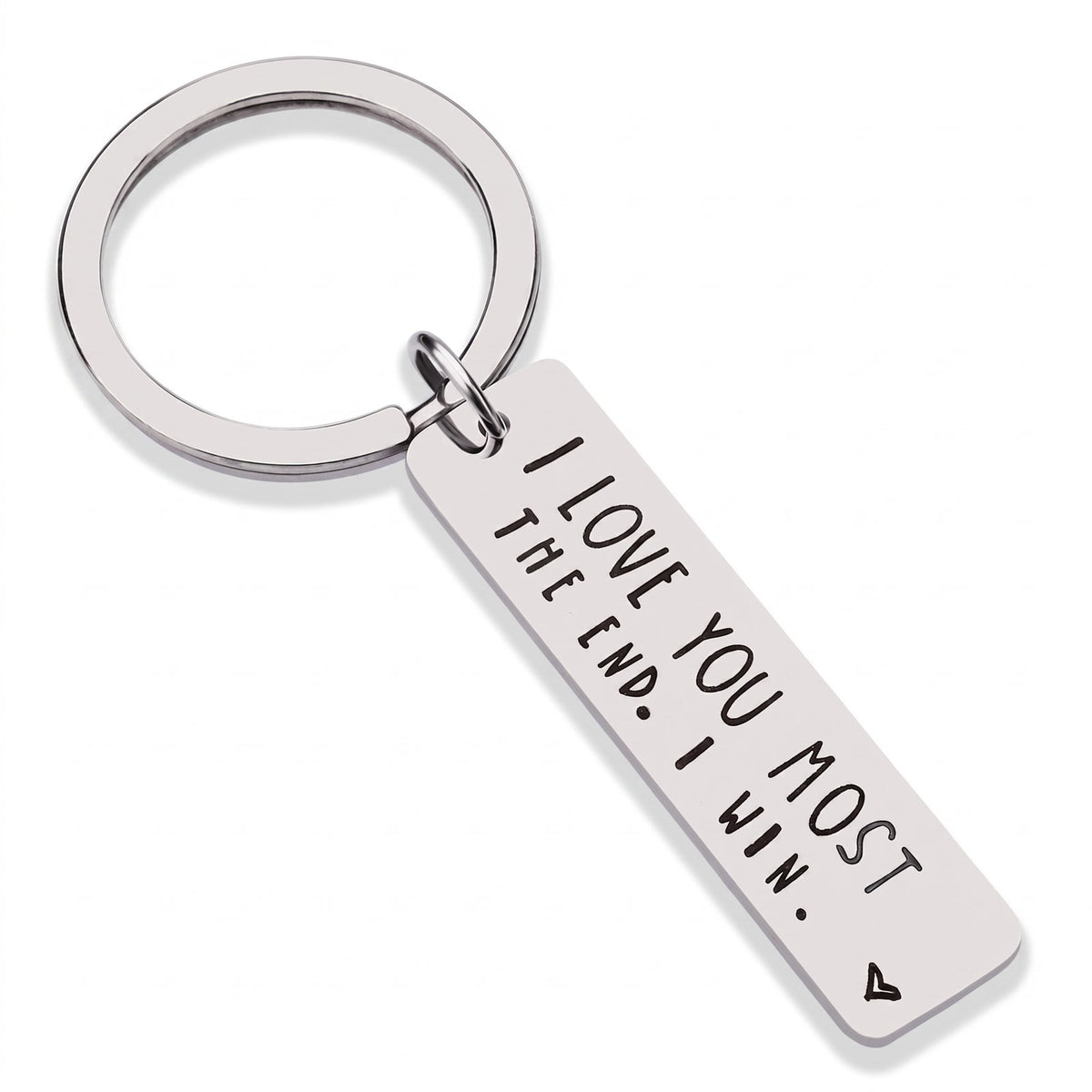 Silver I Love You MOST engraved stainless steel keychain