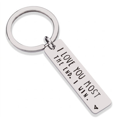Silver I Love You MOST engraved stainless steel keychain